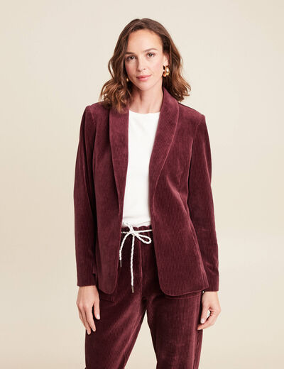 Veste tailleur velours bordeaux femme
