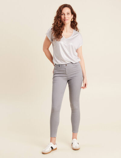 T-shirt manches courtes gris argent femme