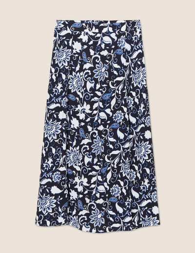 Jupe longue évasée bleu foncé femme
