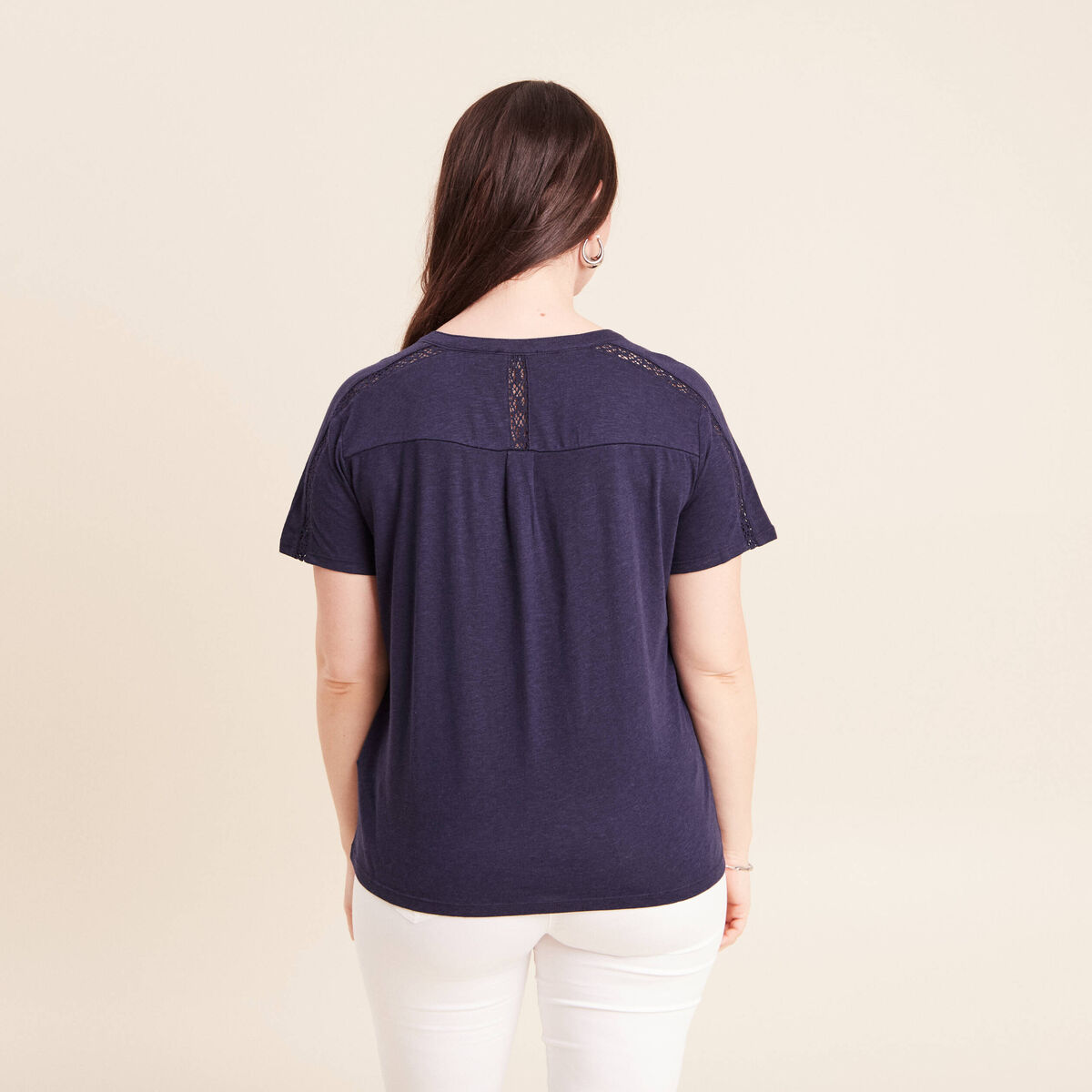T-shirt manches courtes bleu marine femme