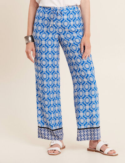 Pantalon flou bleu femme