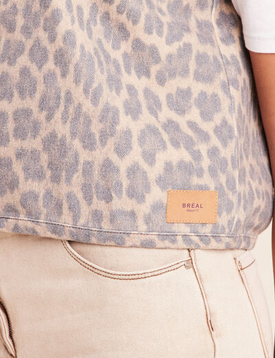 Gilet imprim&eacute; sans manches marron femme
