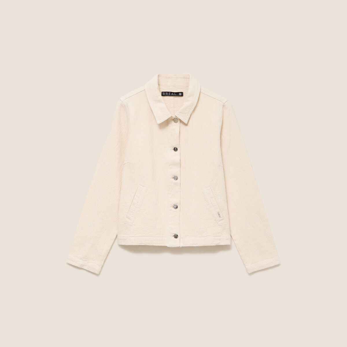 Veste en coton manches longues ivoire femme