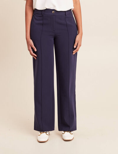 Pantalon coupe large bleu marine femme
