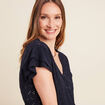 T-shirt cintré col V bleu foncé femme