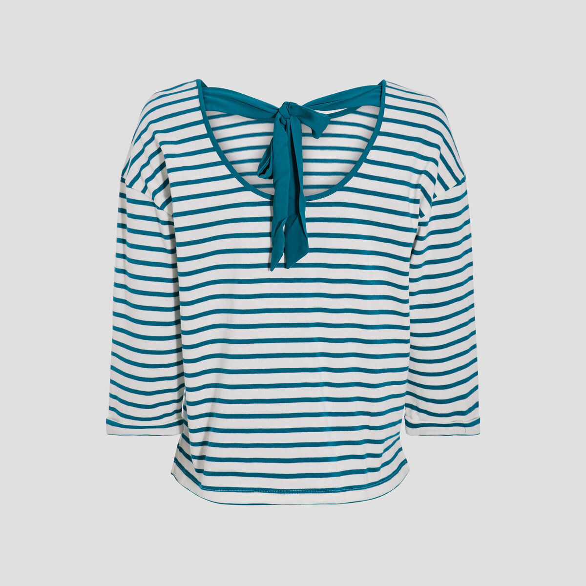 T-shirt manches 3/4 vert canard femme