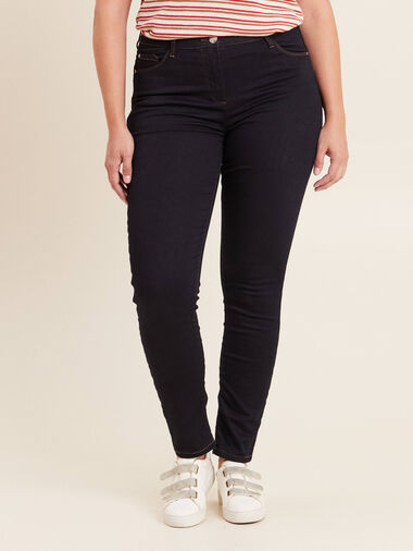Jean magique ajusté taille standard denim brut femme