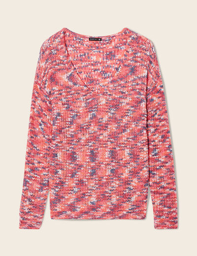 Pull manches longues rose framboise femme