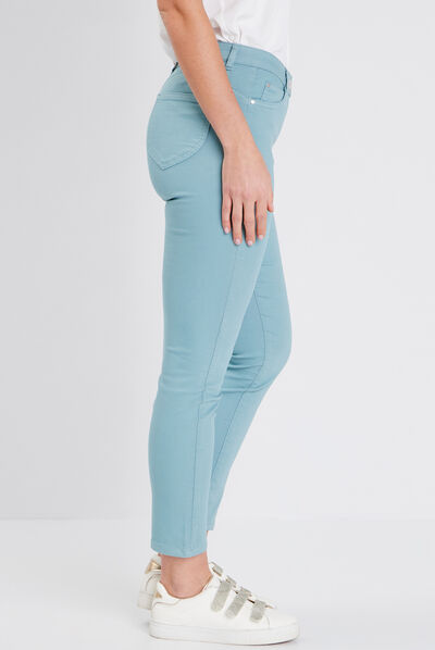 PANTALON LÉGER TAILLE BASCULÉE 7/8ÈME bleu canard femme