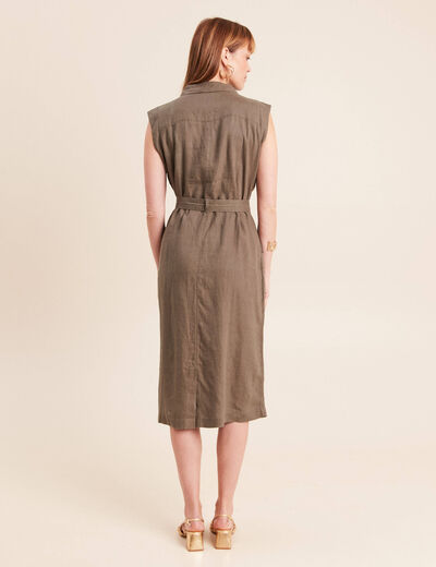 Robe &eacute;vas&eacute;e manches tr&egrave;s courtes vert kaki femme