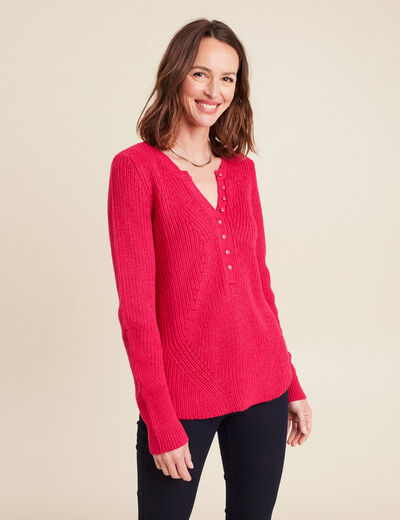 Pull manches longues rose femme