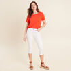 T-shirt manches courtes brodé orange foncé femme