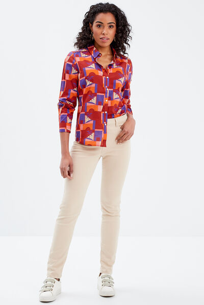 Chemise manches longues bordeaux femme