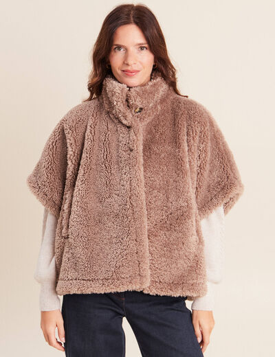 Poncho taupe femme