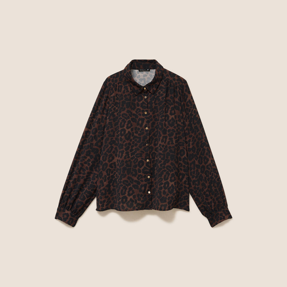 Chemise col chemise manches longues marron femme