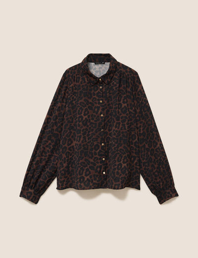 Chemise col chemise manches longues marron femme