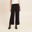 Pantalon large taille haute noir femme