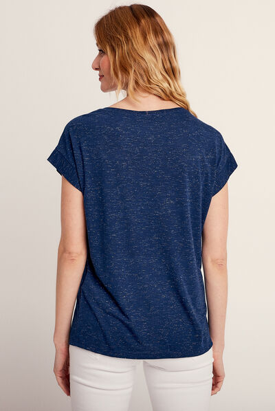 T-shirt manches courtes bleu foncé femme