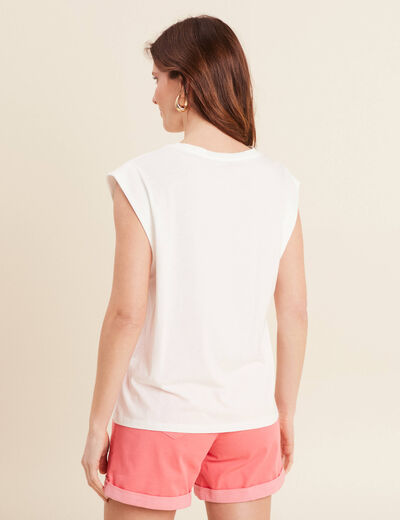 T-shirt sans manches ecru femme