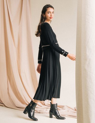 Robe longue &eacute;vas&eacute;e 2 en 1 noir femme