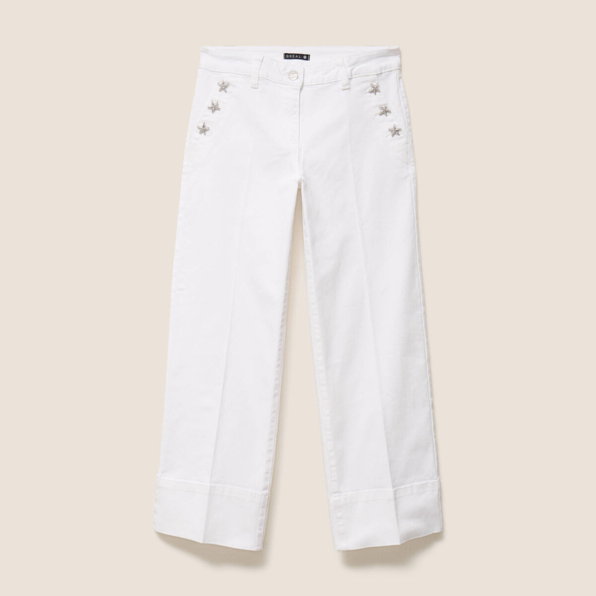 Jean coupe large 7/8&egrave;me blanc femme