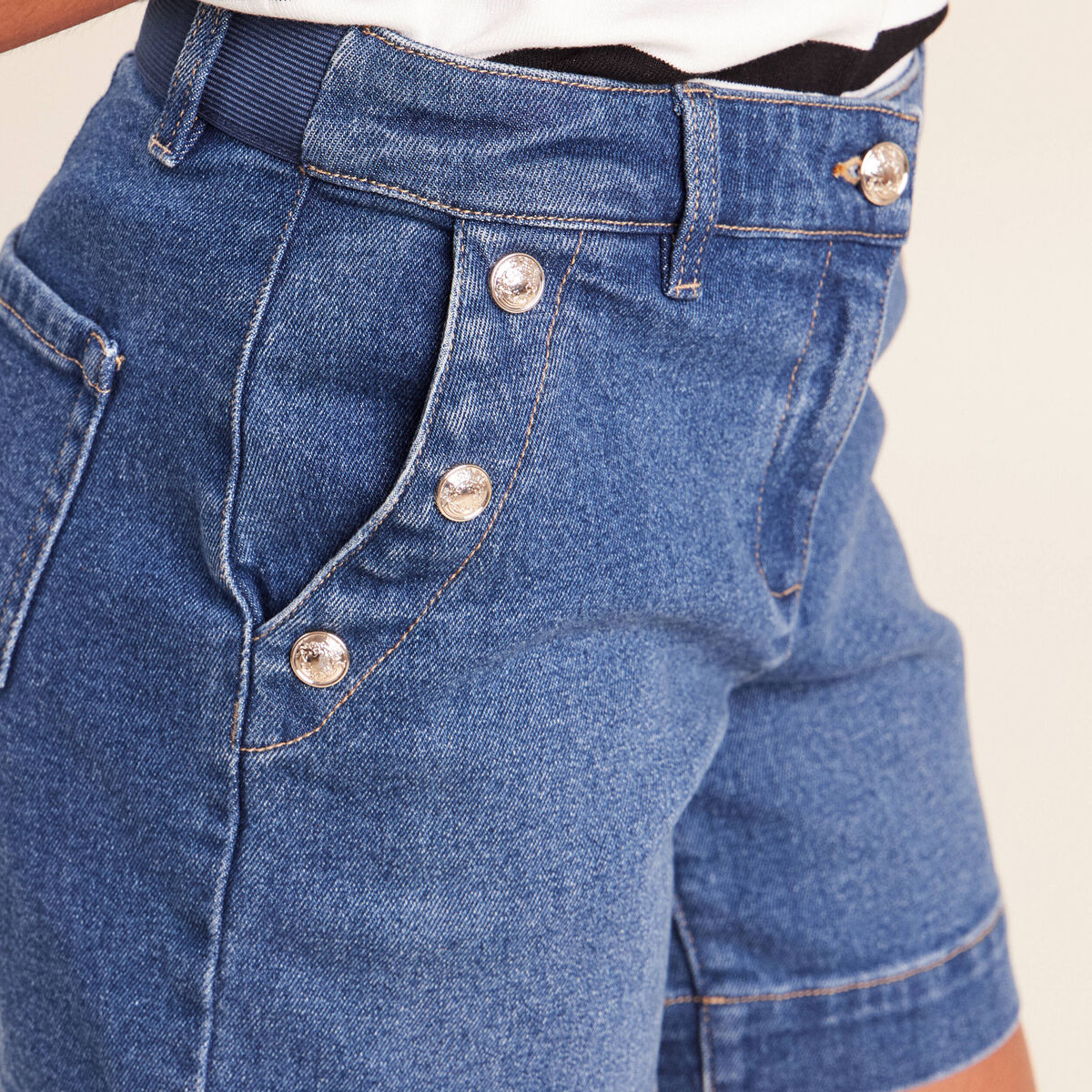 Short en jean denim stone femme