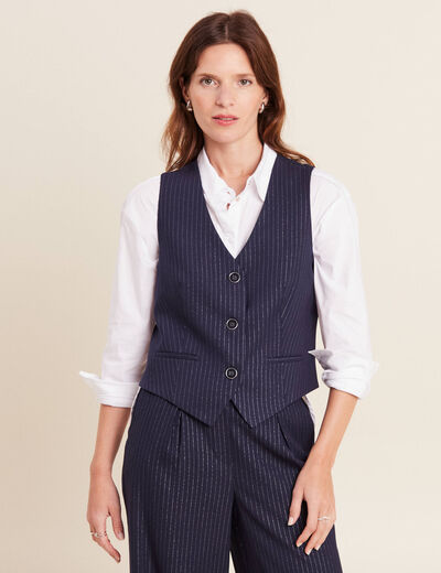 Gilet barman sans manches bleu fonc&eacute; femme