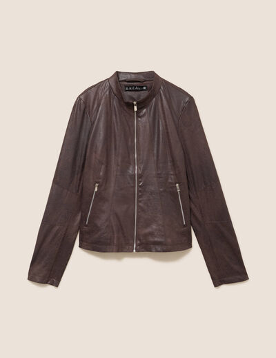 Veste cintr&eacute;e marron fonc&eacute; femme
