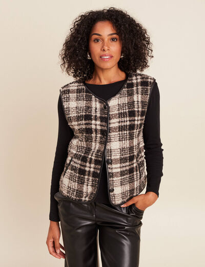 Gilet sans manches en bouclette noir femme