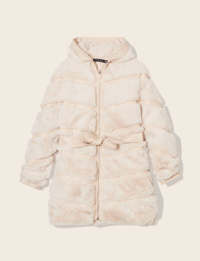 Manteau fausse fourrure ivoire femme