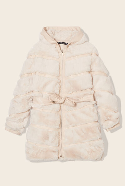Manteau fausse fourrure ivoire femme
