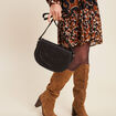 Sac besace perforé noir femme