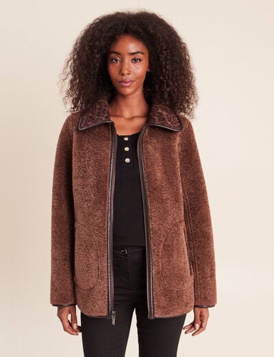 Manteau r&eacute;versible marron femme