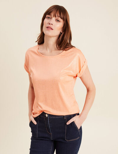 T-shirt manches courtes rose saumon femme