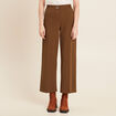 Pantalon large pinces marron femme