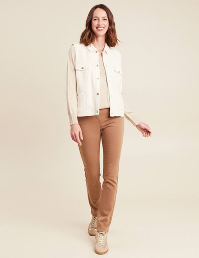 Blouson sans manches cintr&eacute; ecru femme