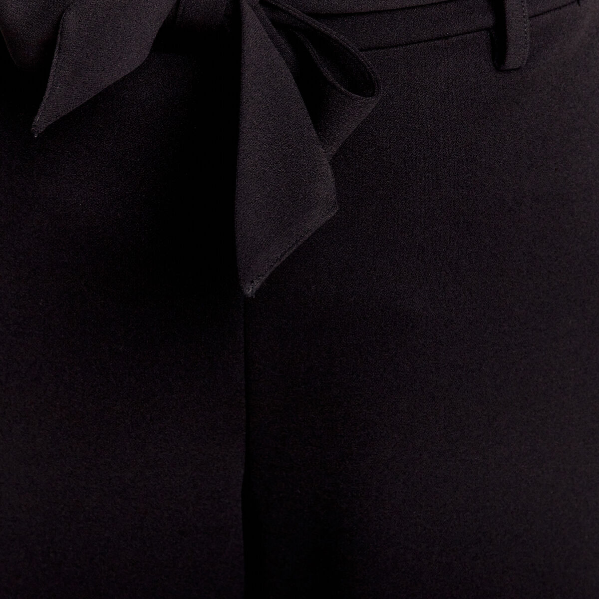 Pantalon large ceinturé noir femme