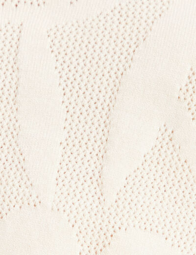 Pull manches longues ajouré ecru femme