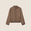 Blouson boutonné satin taupe femme