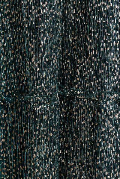 Robe évasée plissée vert foncé femme