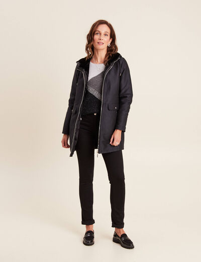 Parka r&eacute;versible &agrave; capuche noir femme