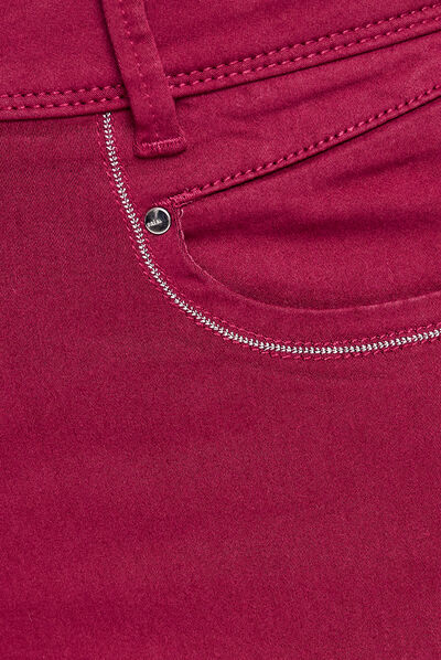 Pantalon évasé taille haute rouge foncé femme