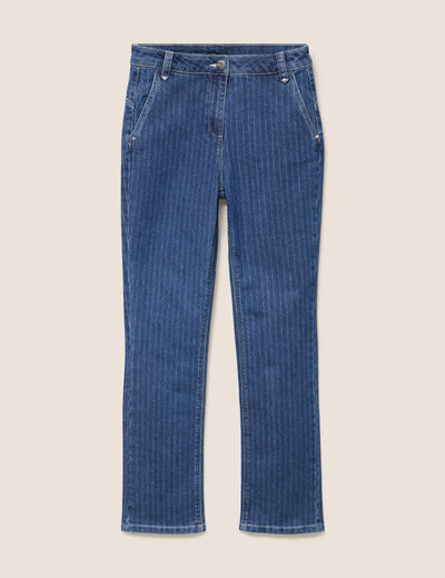 Jean coupe droite taille haute denim stone femme