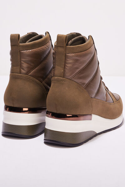 Baskets montantes compensées vert kaki femme
