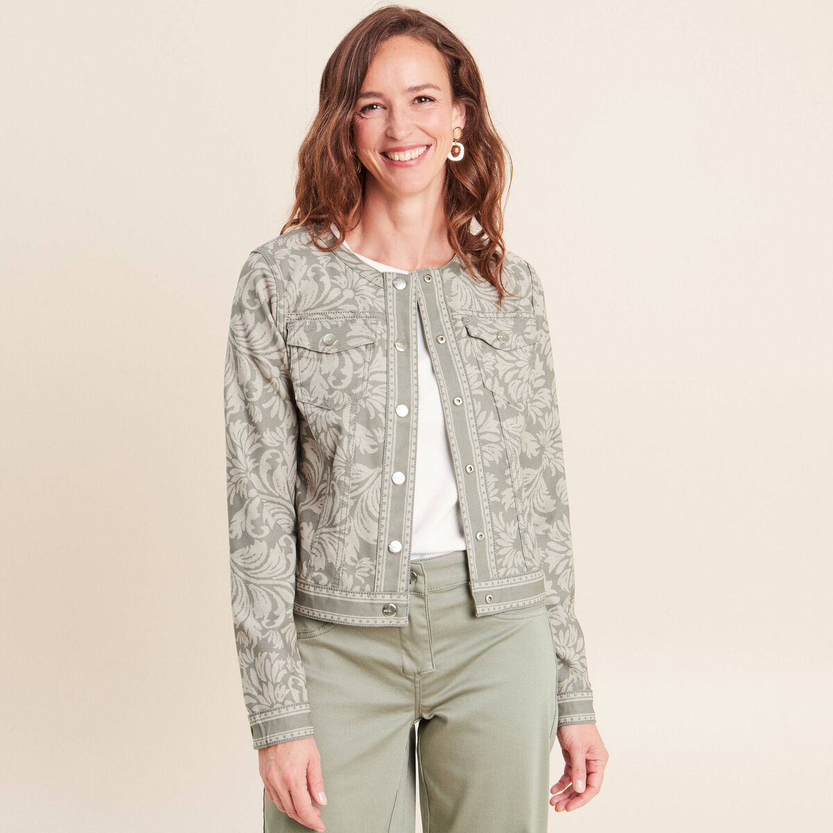 Veste cintr&eacute;e r&eacute;versible manches longues gris femme