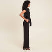 Combinaison pantalon ceintur&eacute;e noir femme