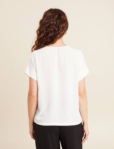 Blouse fluide manches courtes ecru femme