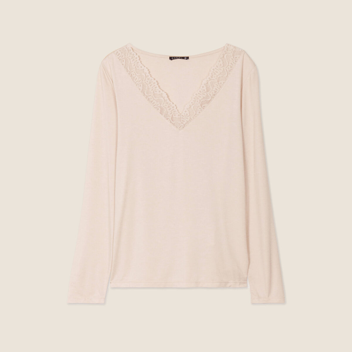 T-shirt thermo-douceur manches longues beige femme