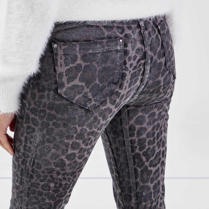 Pantalon ajusté taille haute gris foncé femme