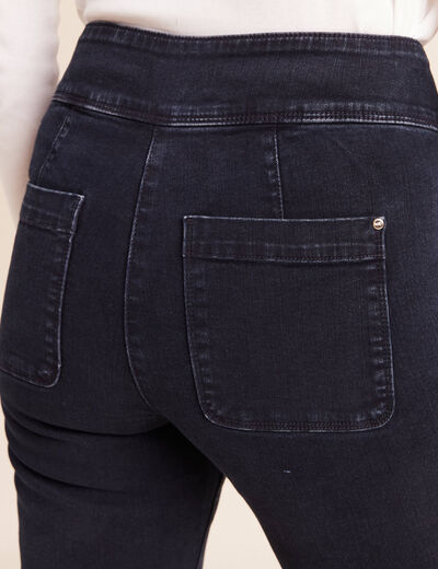 Jean coupe bootcut taille haute denim blue black femme